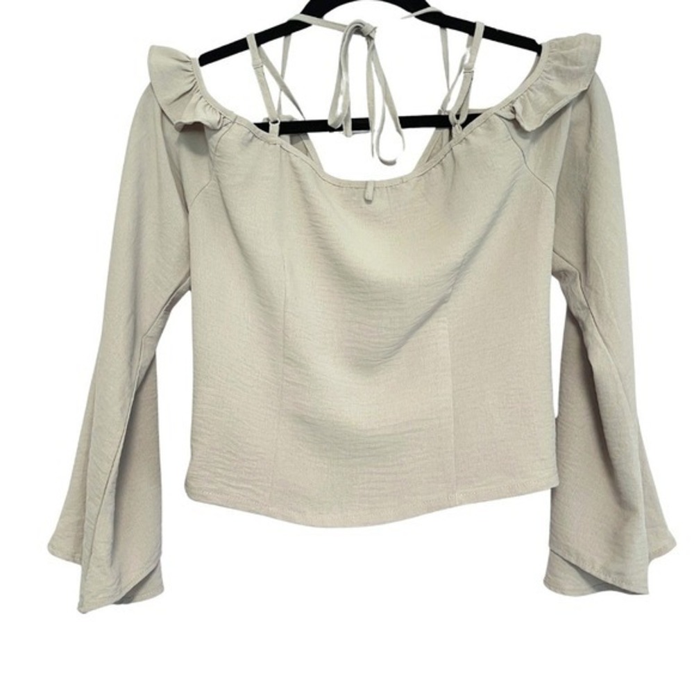 Harper & Me Renfair Bell Sleeve Top Womens‎ 10 Creamy Beige Blouse Ruffle Boho